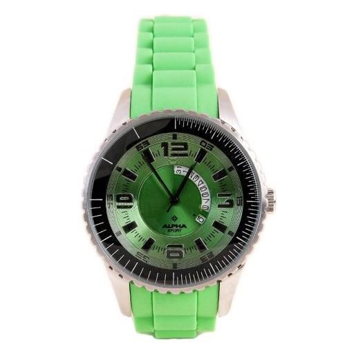 Alpha Saphir 231f - orologio da uomo al quarzo, cinturino in gomma colore verde, verde/verde, striscia