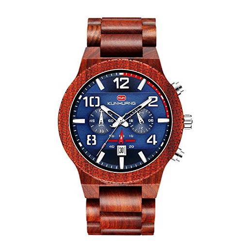 RORIOS moda orologio legno ecologico orologio leggero orologio naturale watch analogico al quarzo orologio cronografo con data men watches