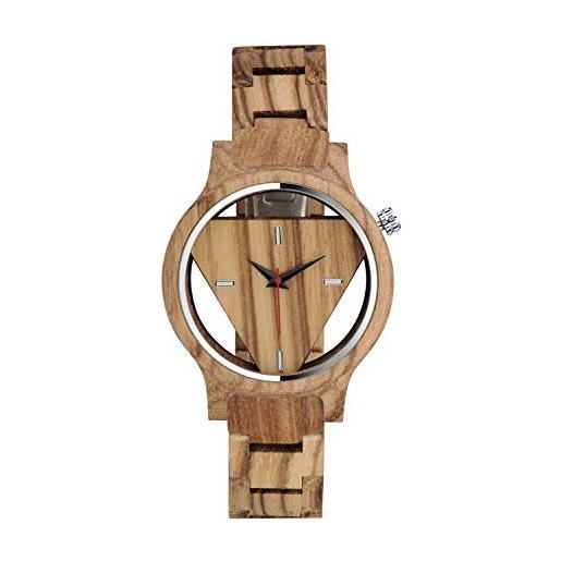 MICGIGI orologio analogico al quarzo, da uomo/donna, in legno di bambù, con cinturino in legno