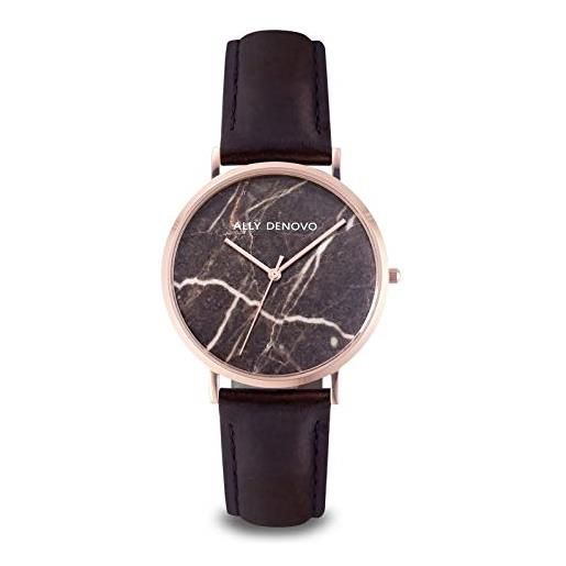 Ally Denovo carrara marble af5005.12 - orologio da donna con cinturino in pelle, analogico, oro rosa
