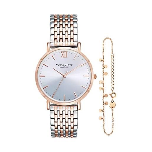 VICTORIA HYDE orologio da donna analogico al quarzo da donna in acciaio inossidabile impermeabile orologio da polso con bracciale (oro rosa)