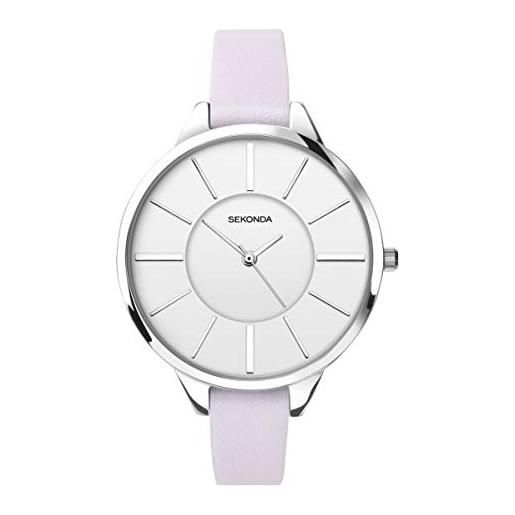 Sekonda editions 2975 - orologio da donna con quadrante bianco e cinturino in pelle lilla