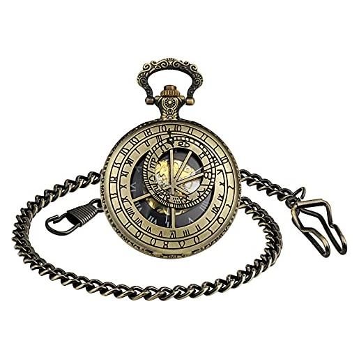 SUPBRO orologio da tasca uomo orologio da taschino stile classico e vintage, colore bronzo da donna uomo regalo