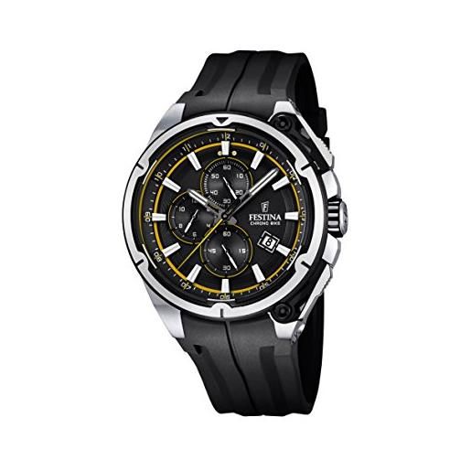 Festina-chrono 2015-orologio da uomo al quarzo con display con cronografo e cinturino in gomma, colore: nero, f16882/7