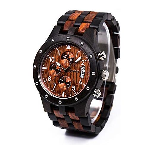 BEWELL natural wood wooden clock fashion designer gift for men waterproof wrist watch