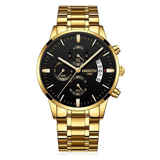 Clastyle orologio uomo oro cronografo calendario orologio polso con cinturino in acciaio dorato regalo orologio