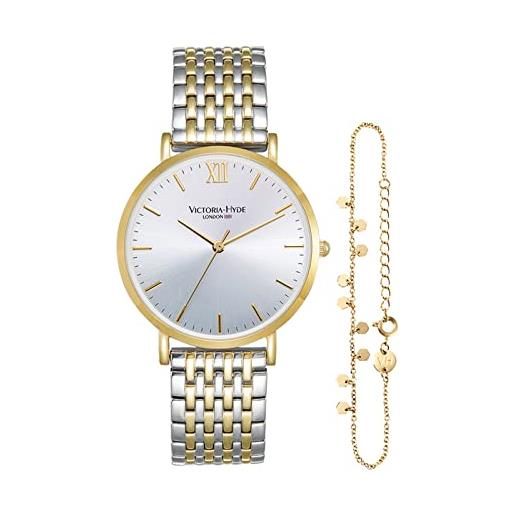 VICTORIA HYDE orologio da donna analogico al quarzo da donna in acciaio inossidabile impermeabile orologio da polso con bracciale (oro)
