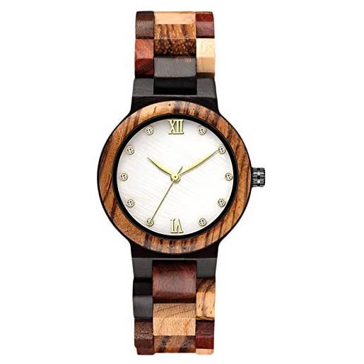 RORIOS orologio legno donna analogico al quarzo con cinturino in legno minimalista naturale orologio da polso moda orologio di legno