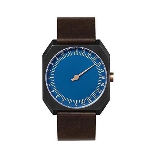 slow jo 30 - dark brown vintage leather, anthracite case, blue dial
