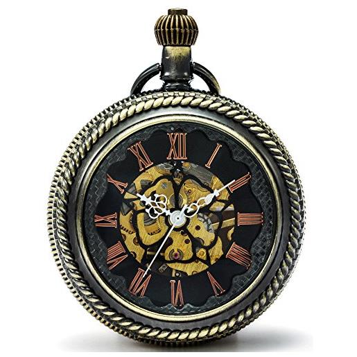 Sewor quadrante grande fiore di ingrandimento in vetro vento meccanico della mano orologio da tasca (bronzo)