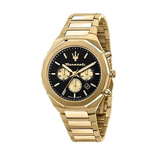 Maserati orologio uomo, collezione stile, al quarzo, cronografo, in acciaio, pvd oro - r8873642001