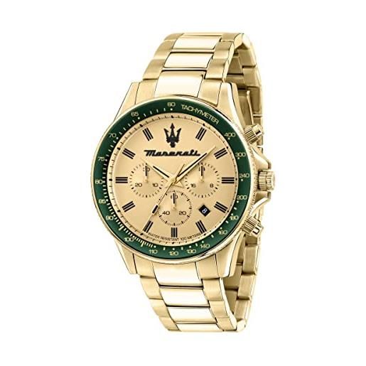 Maserati orologio da uomo, collezione sfida, in acciaio, pvd oro giallo, con cinturino in acciaio inossidabile - r8873640005