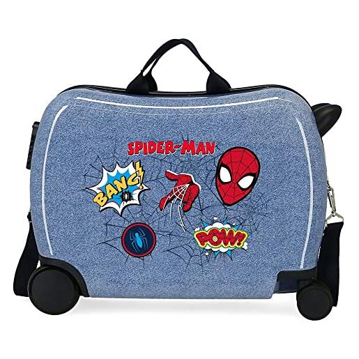 Marvel spiderman denim, blu, valigia per bambini