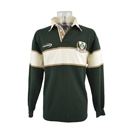 Lansdowne polo t-shirt da rugby a maniche lunghe stemma irlanda con 3 trifogli - xl