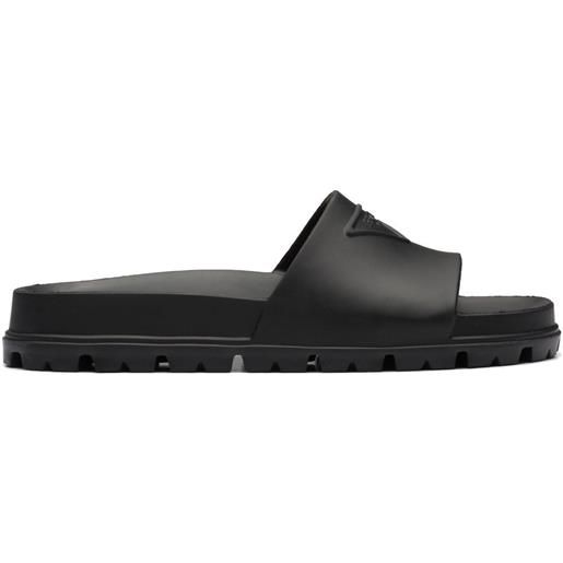 Prada sandali slides con logo goffrato - nero