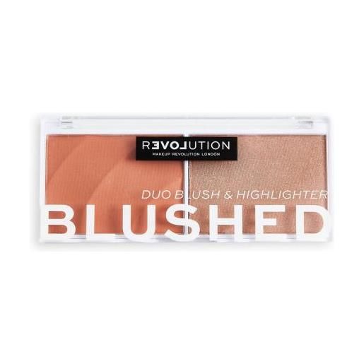 Revolution Relove colour play blushed duo blush & highlighter pelette con illuminante e blush 5.8 g tonalità queen