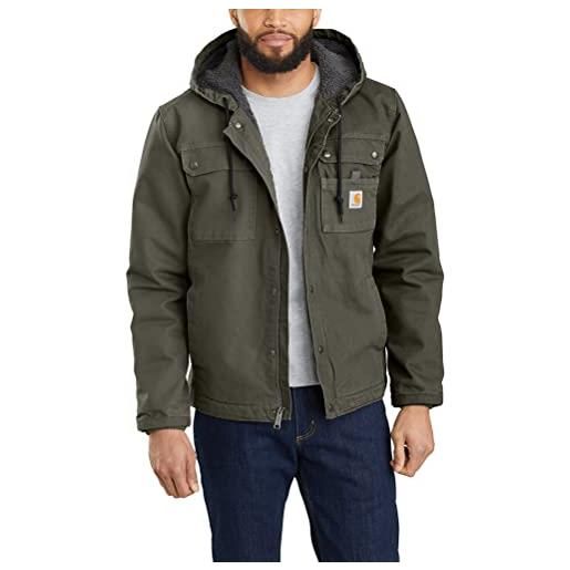 Carhartt giacca da lavoro vestibilità comoda in tessuto washed duck, con fodera in tessuto sherpa, uomo, gris (ghiaia), xl
