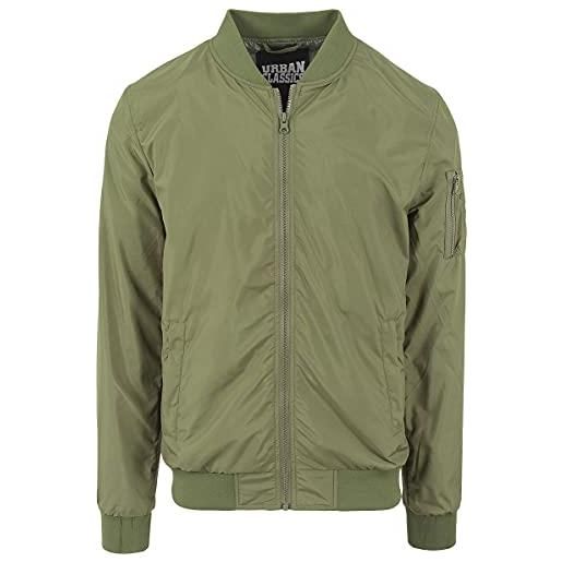 Urban classics giacca bomber uomo, ottimo per le mezze stagiorni, stile old school, giubbotto corto, vestibilità ottimale, colore: verde oliva, taglia: l