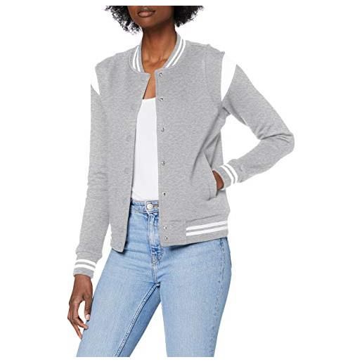 Urban Classics ladies organic inset college sweat jacket giacca, grigio/bianco, s donna