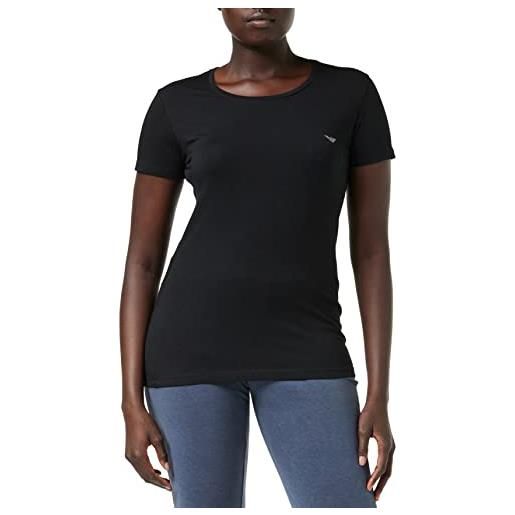 Emporio Armani crew neck t-shirt iconic logoband, maglietta donna, nero (black), xl