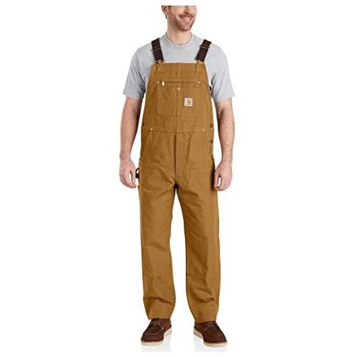 Carhartt, salopette in tessuto duck, relaxed fit uomo, nero, w32/l30