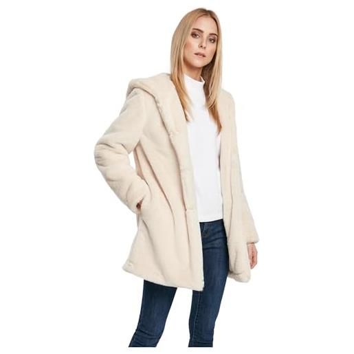 Urban classics giubbotto donna ecopelliccia con cappuccio extra grande, cappotto in pile corto, tasche laterali e chiusura ad occhiello, taglie da xs a 5xl
