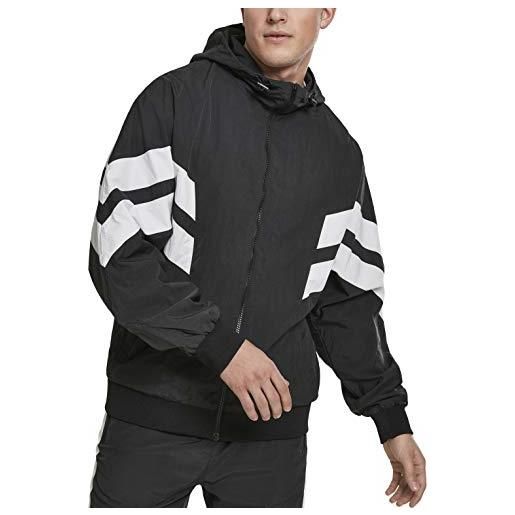 Urban classics giacca con zip e cappuccio uomo, giacca leggera con strisce colorate, giacchetta idrorepellente per training in stile anni 80´, taglie s - 5xl