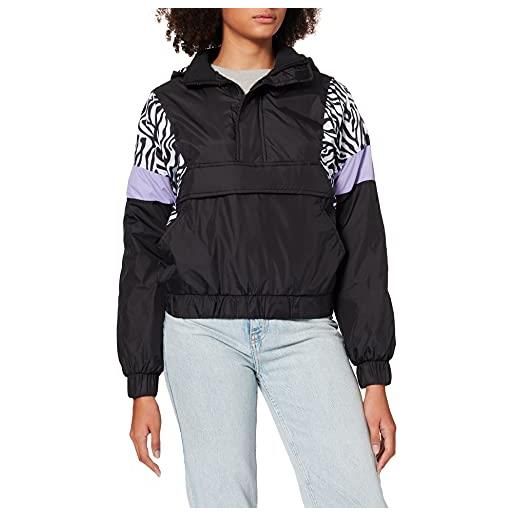 Urban Classics giacca a vento donna con cappuccio, giacca imbottita e impermeabile, effetto animalier, pull over con zip, taglie xs - 5xl