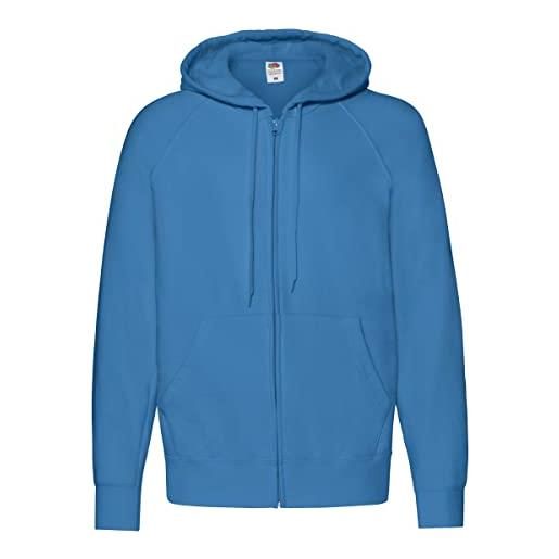 Fruit of the Loom zip hooded sweatshirt felpa con cappuccio, blu (blu reale), xl uomo