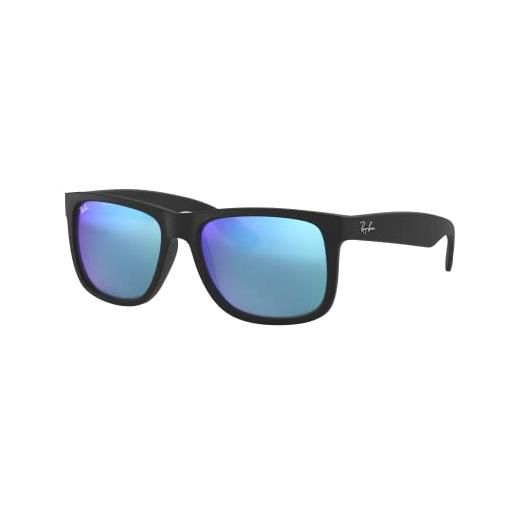 Ray-Ban justin rb4165 non-polarized- occhiali da sole unisex, nero (cornice: nero, lenti: blu con mirroring 622/55), 54 mm