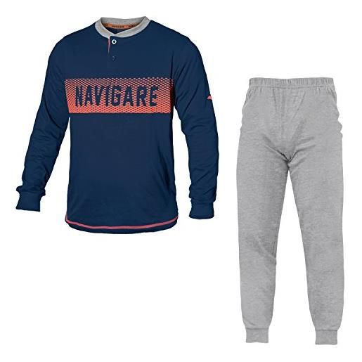 Navigare pigiama uomo cotone jersey 2 colori serafino art. 140865 (navy - 52 / xl)