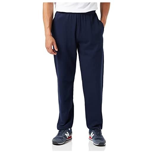 Fruit of the Loom open hem jog pants pantaloni sportivi, opaco, blu (blue (navy), s uomo