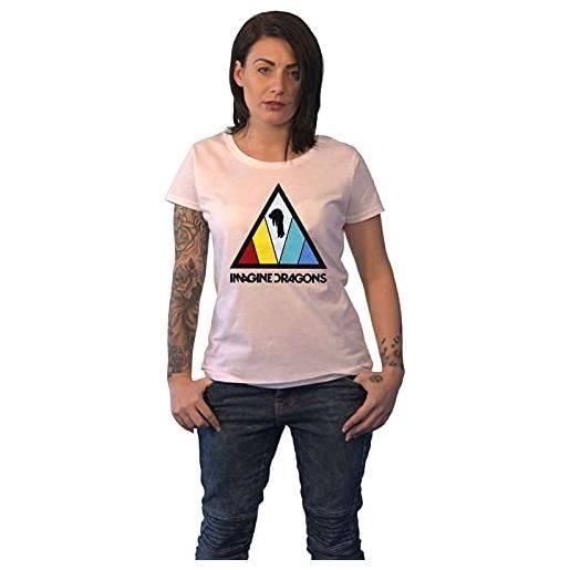Imagine Dragons t shirt triangle logo nuovo ufficiale da donna skinny fit bianca size xs