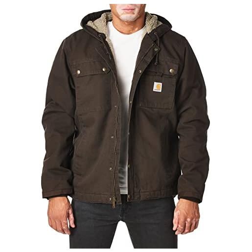Carhartt giacca da lavoro vestibilità comoda in tessuto washed duck, con fodera in tessuto sherpa, uomo, gris (ghiaia), l