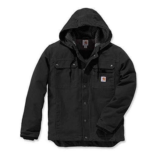 Carhartt giacca da lavoro vestibilità comoda in tessuto washed duck, con fodera in tessuto sherpa, uomo, nero, xxl