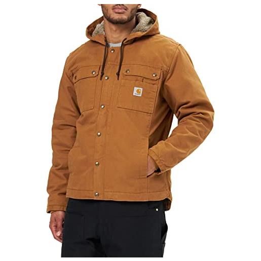 Carhartt giacca da lavoro vestibilità comoda in tessuto washed duck, con fodera in tessuto sherpa, uomo, marrone (Carhartt), s