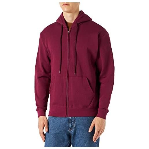 Fruit of the Loom classic hooded sweat jacket giacca in felpa con cappuccio, burgundy, l uomo