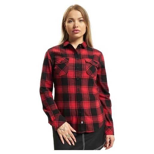 Brandit women amy flannel shirt long s, donna, red/black, l