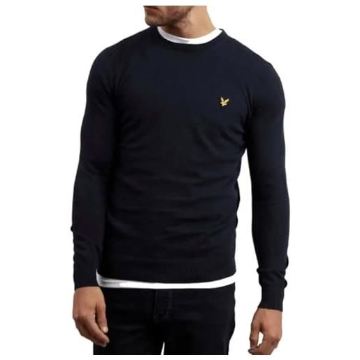 Lyle & Scott cotton merino crew jumper felpa, blu (dark navy z271), small uomo