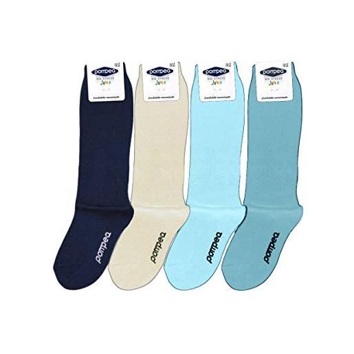 CALZIFICIO PEZZINI pompea 6 paia calzini lunghi o corti bambino in cotone con comodo polsino - tinta unita - confezione scatolata