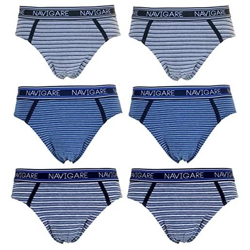 SICEM INTERNATIONAL SRL 6 pezzi slip uomo navigare underwear mutanda intimo elasticizzato varie fantasie (21034z, l)