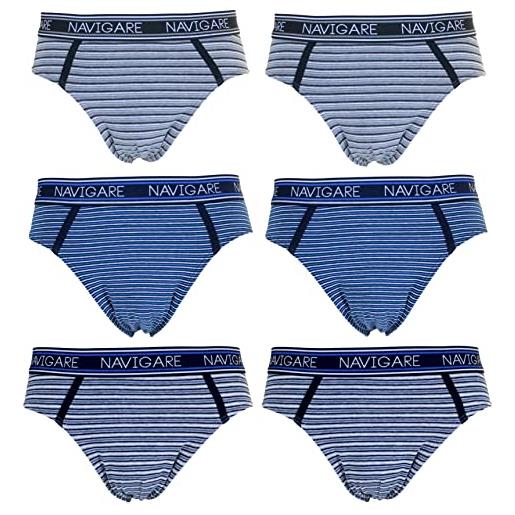 SICEM INTERNATIONAL SRL 6 pezzi slip uomo navigare underwear mutanda intimo elasticizzato varie fantasie (21034z, l)