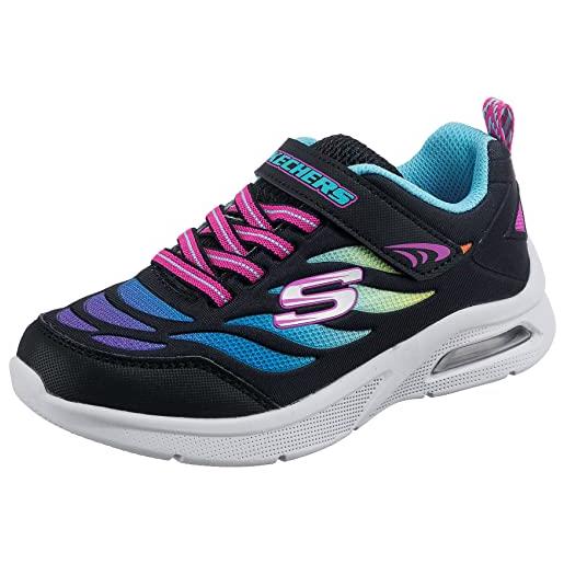 Skechers microspec max airy color, scarpe da ginnastica bambine e ragazze, finiture in rete nera, 36 eu