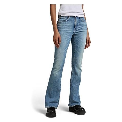 G-STAR RAW 3301 flare jeans donna , blu (worn in naval blue cobler d21290-b767-d351), 27w / 32l