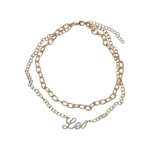 Urban classics collana donna strass con lettere segno zodiacale, doppia collana zodiaco in metallo e pendente con brillantini, in 12 varianti, taglia unica 38 cm