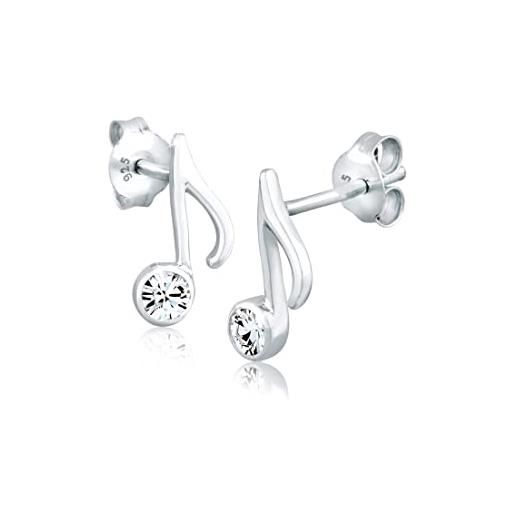 Elli orecchini donne orecchini a perno nota musica con cristallo in argento sterlino 925