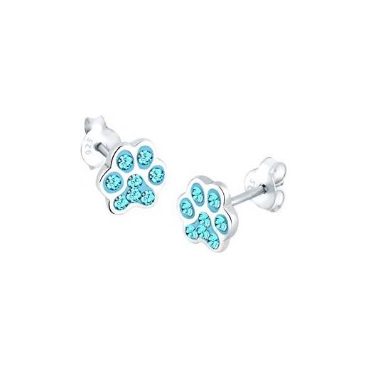 Elli orecchini donne orecchini a perno zampe cane gatto con cristalli in argento sterlino 925