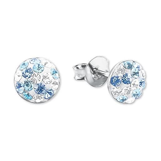 amor cupido orecchini a perno gioielli all'orecchio, con preciosa, 0.6 cm, blu, viene fornito in una confezione regalo di gioielli, 2021193