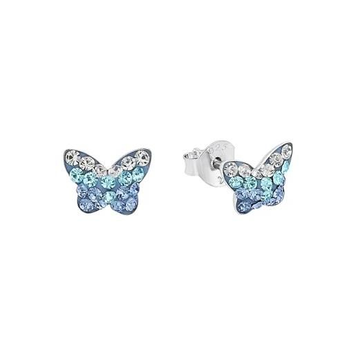 Amor orecchini a perno gioielli all'orecchio, con preciosa, 0,6 cm, blu, farfalla, viene fornito in una confezione regalo di gioielli, 9540761