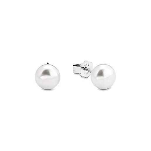 Amor orecchini a perno in argento 925 da donna, con perla coltivata d'acqua dolce, 0.7 cm, argento, fornito in confezione regalo per gioielli, 2016870